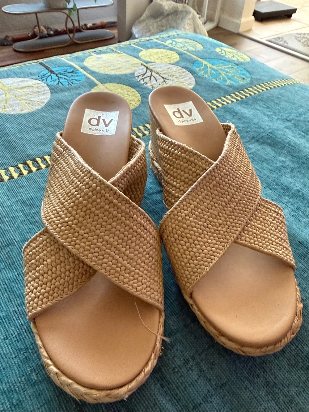 Dolce Vita Tan Woven Crisscross Slide Mules